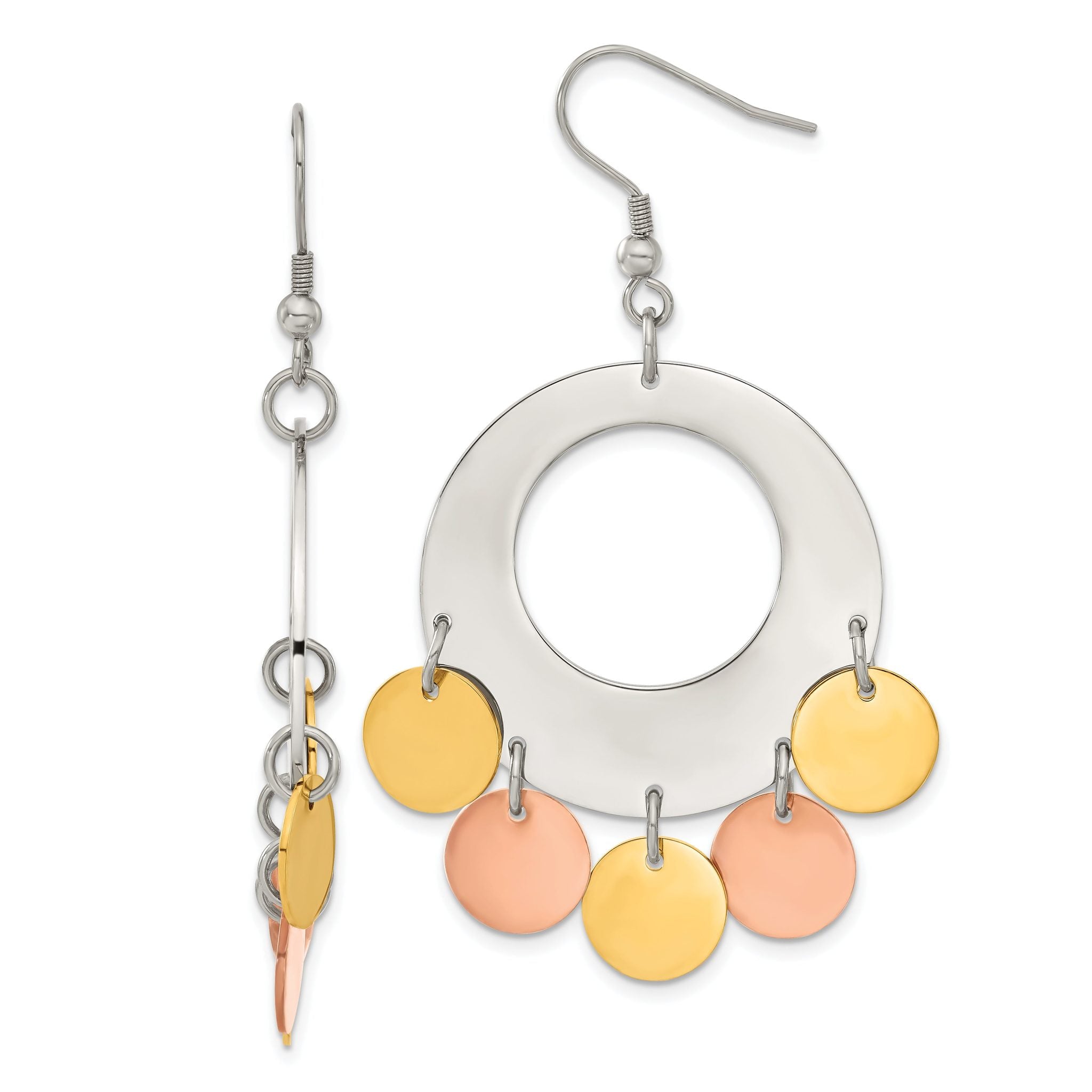 Stainless Steel Multi-Color Polished Drop Dangle Earrings for Women