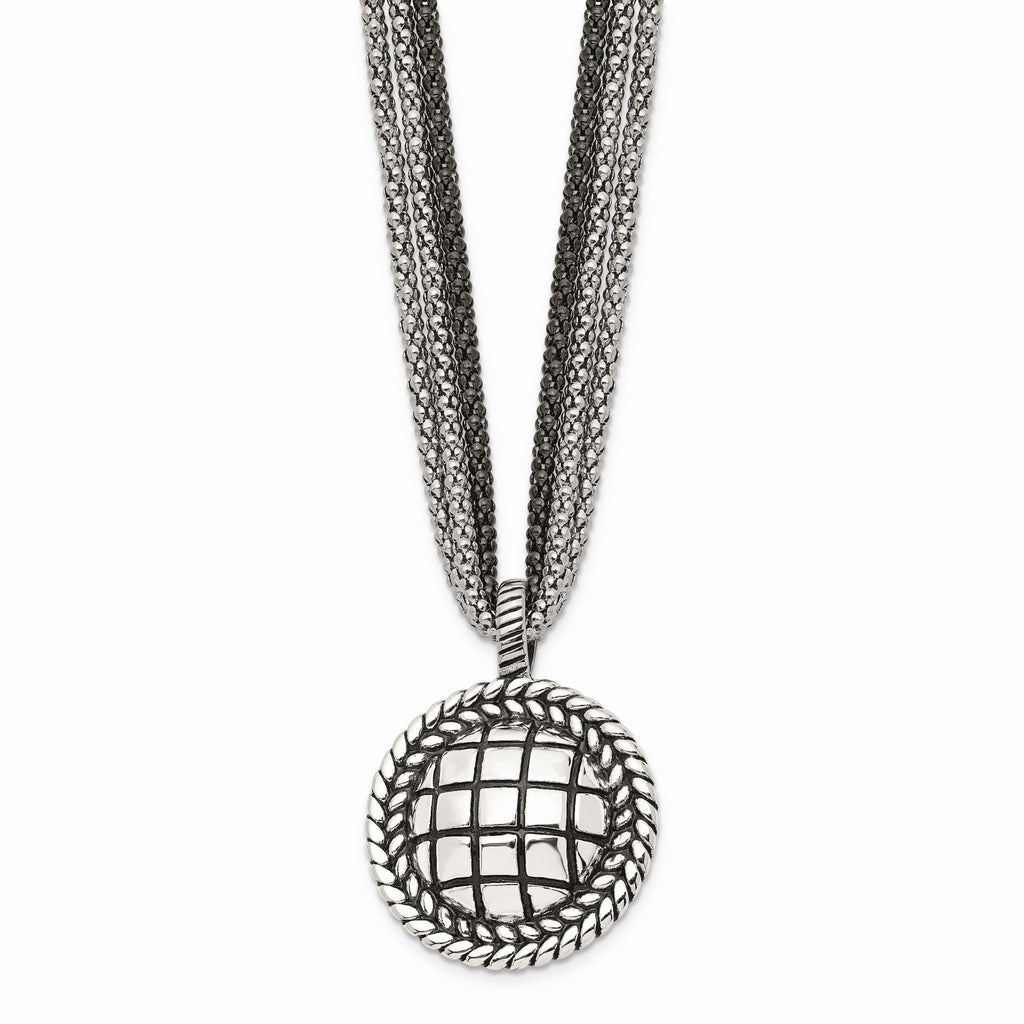 Reversible Blue Sandstone Necklace in Stainless Steel