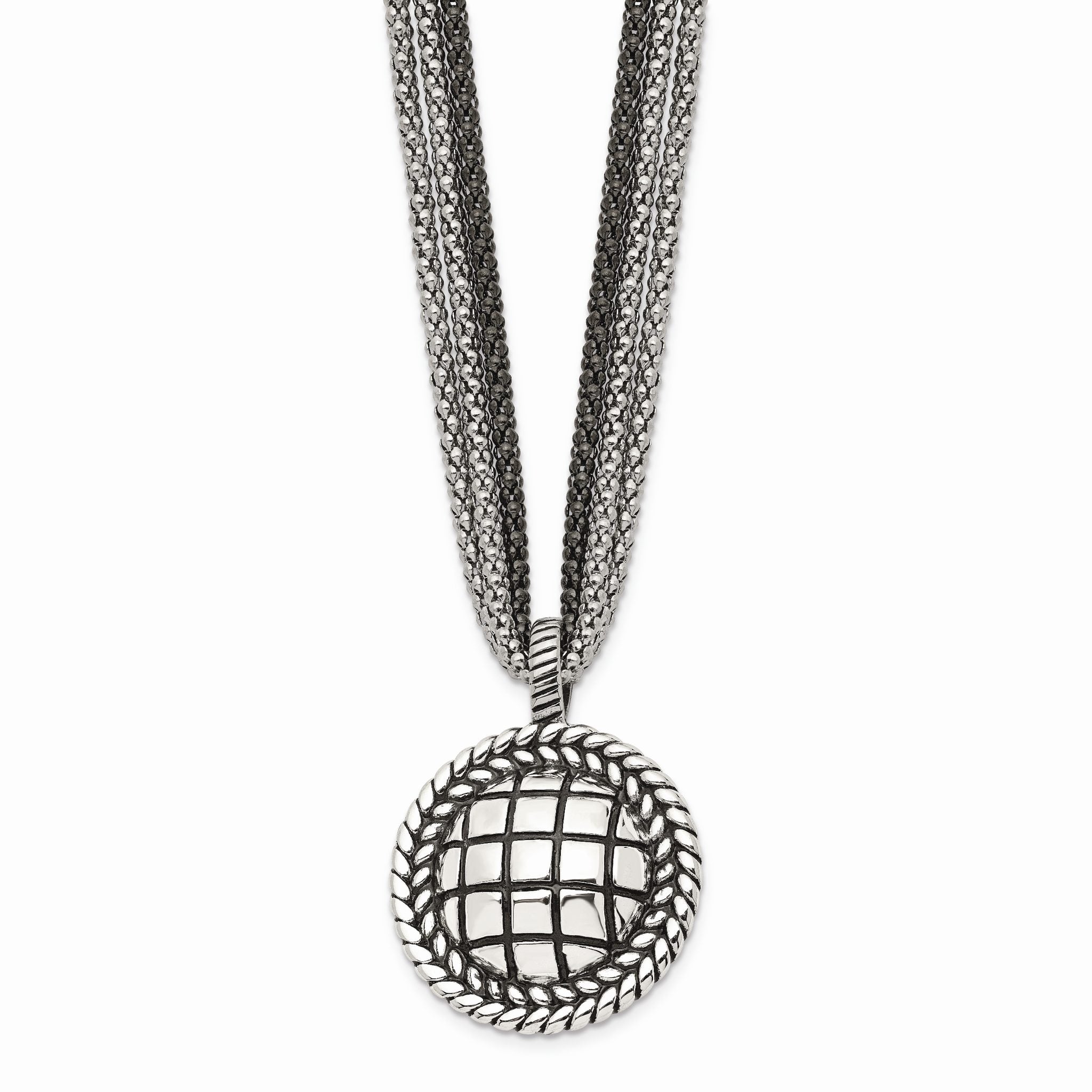 Reversible Blue Sandstone Necklace in Stainless Steel