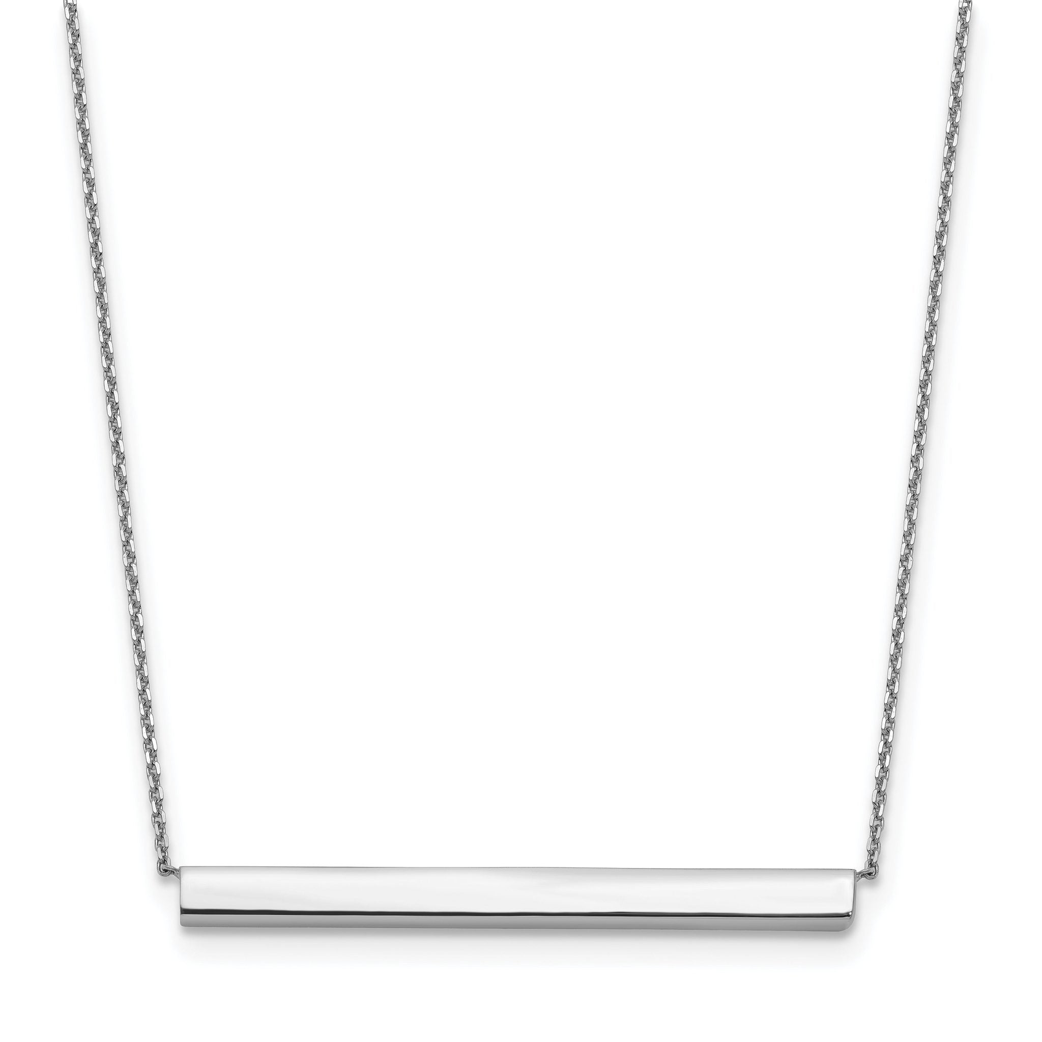 14K White Gold Polished with 1in ext. Bar Necklace Main image