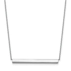 14K White Gold Polished with 1in ext. Bar Necklace