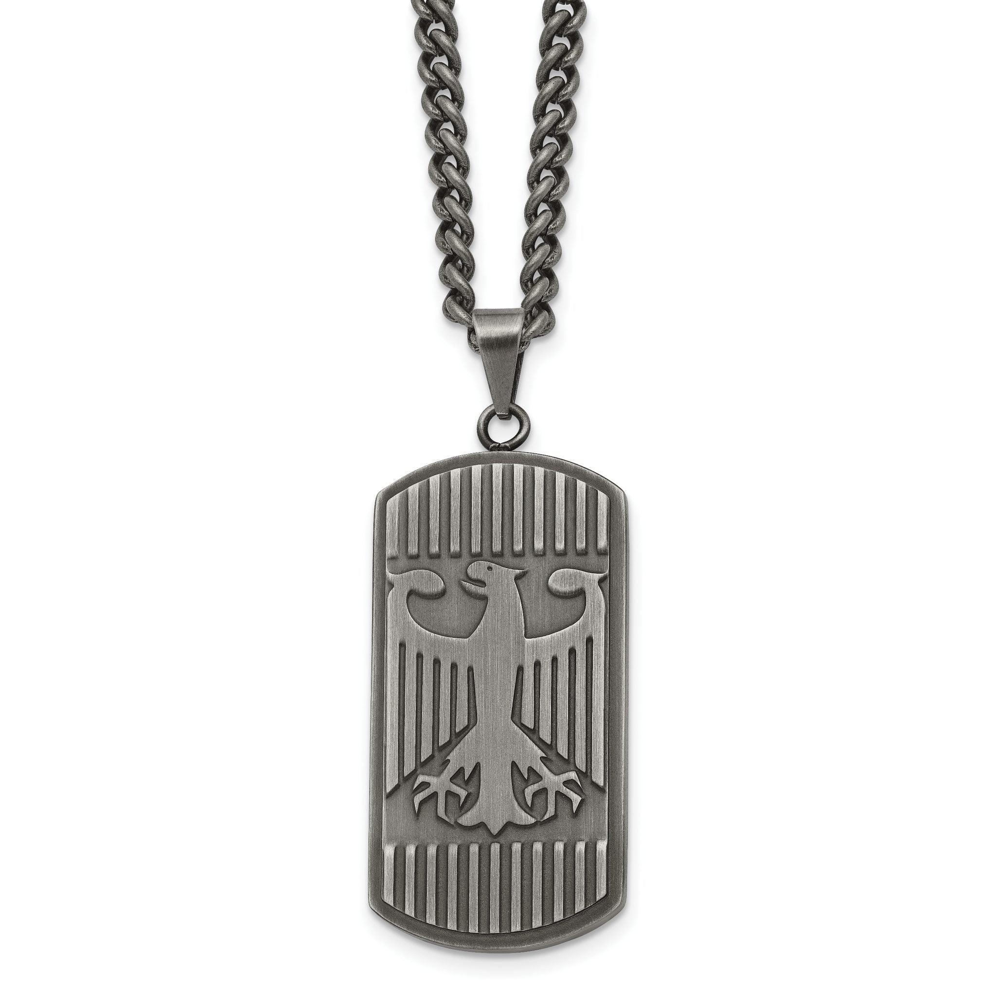 Chisel Stainless Steel Antiqued and Brushed Phoenix Dog Tag on a 22 inch Curb Chain Necklace Main image