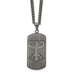 Chisel Stainless Steel Antiqued and Brushed Phoenix Dog Tag on a 22 inch Curb Chain Necklace