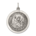 Sterling Silver 925 Antiqued St. Christopher Medal Pendant Solid Vintage Charm