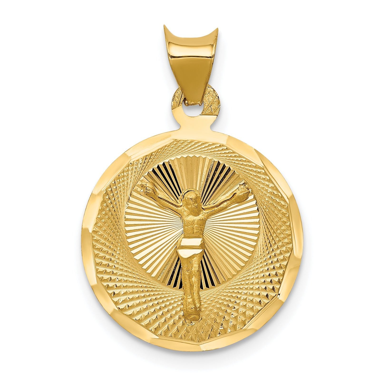 14K Gold Polished Corpus Circle Pendant with Elegant Die Struck Design Main image