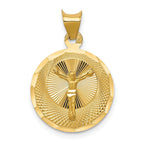 14K Gold Polished Corpus Circle Pendant with Elegant Die Struck Design