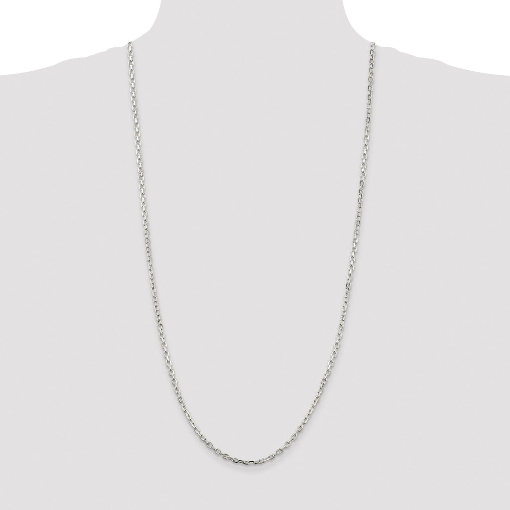 Beveled Oval Cable Chain Necklace in Sterling Silver, 3.25mm
