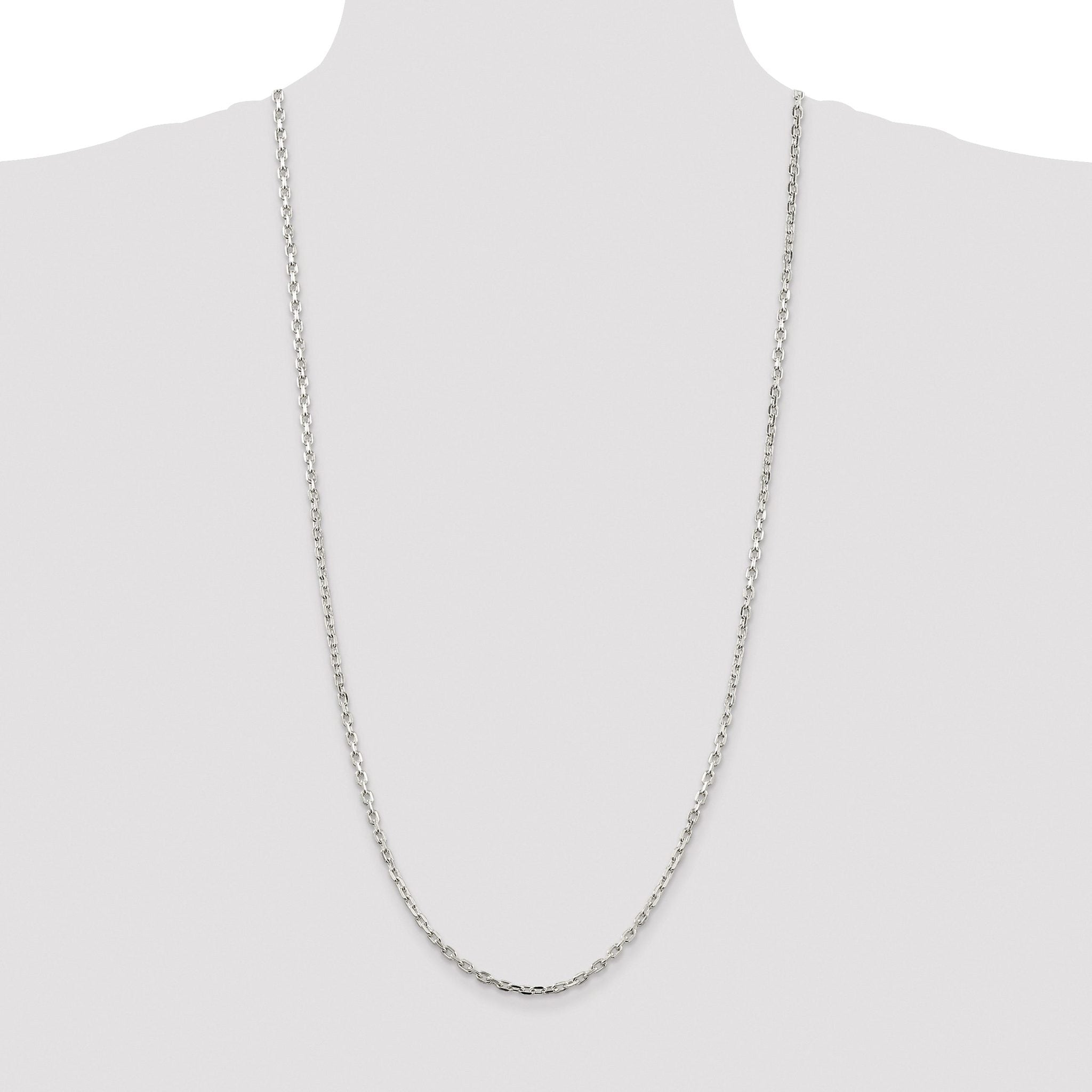Beveled Oval Cable Chain Necklace in Sterling Silver, 3.25mm