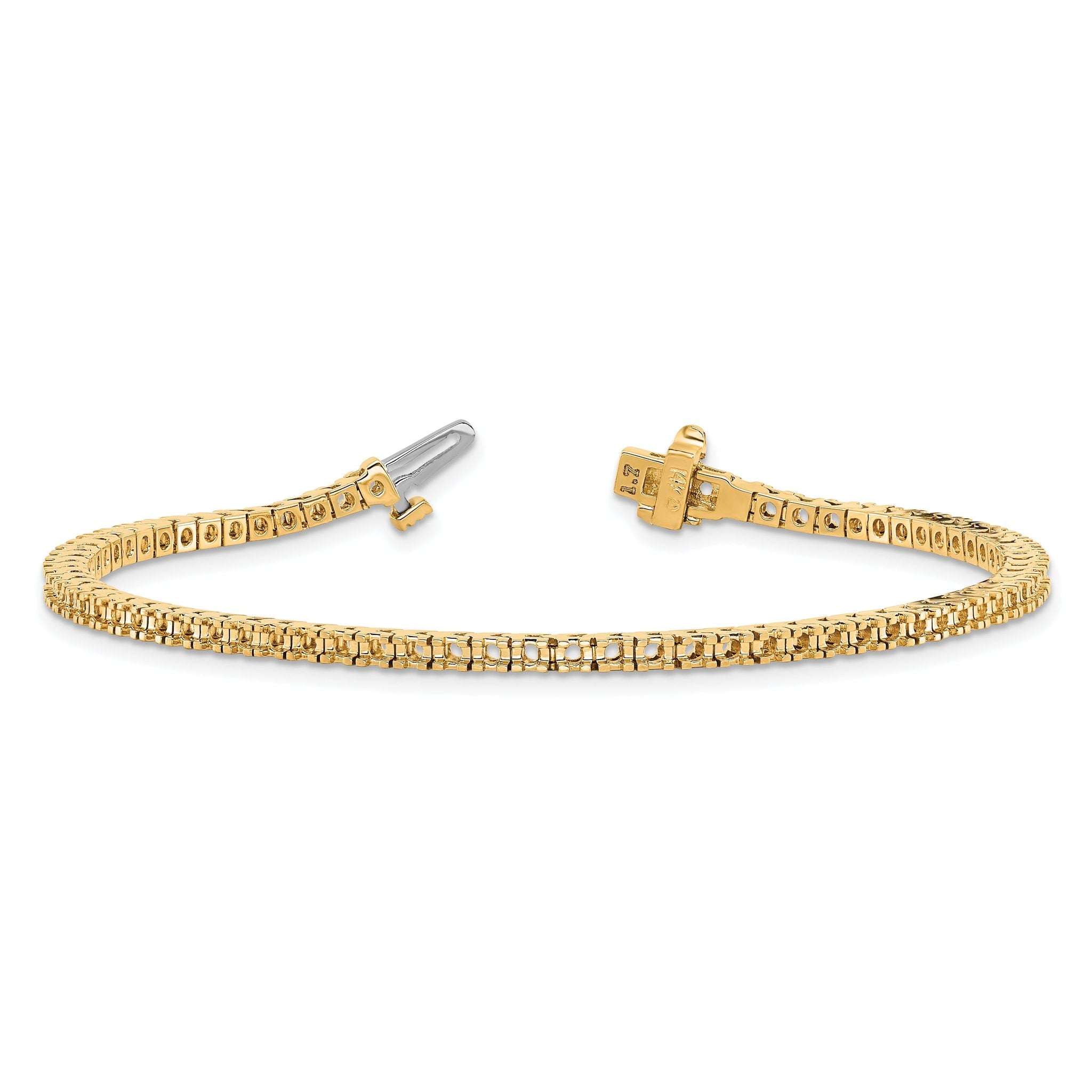 14k Holds 1.25 carat 74-1.6mm Round Diamond 4-prong 7 inch Tennis Bracelet Mounting (No Stone Included)