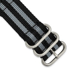 Two-Piece Ballistic Nylon Watch Band in Black & Grey, 24mm