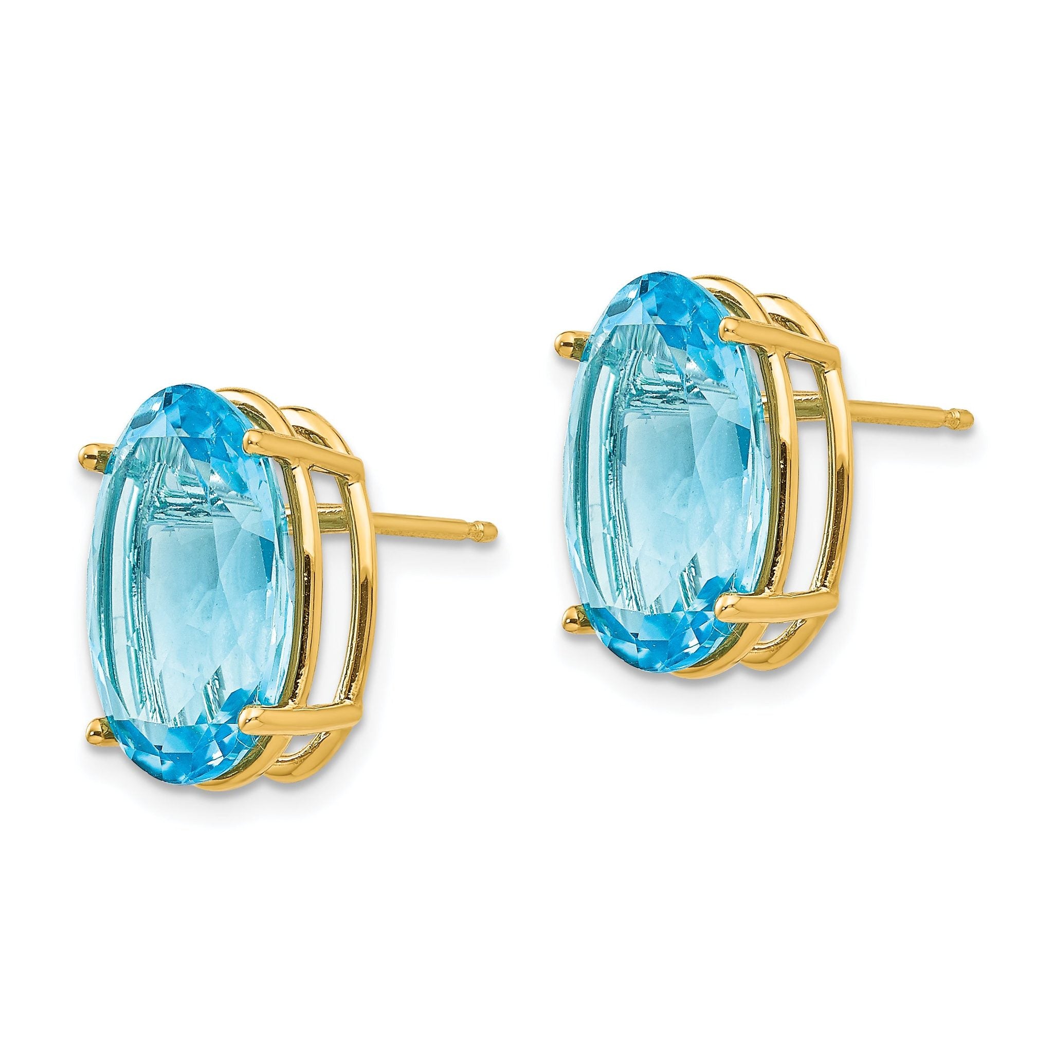 14k 14x10mm Oval Blue Topaz Earrings Secondary image