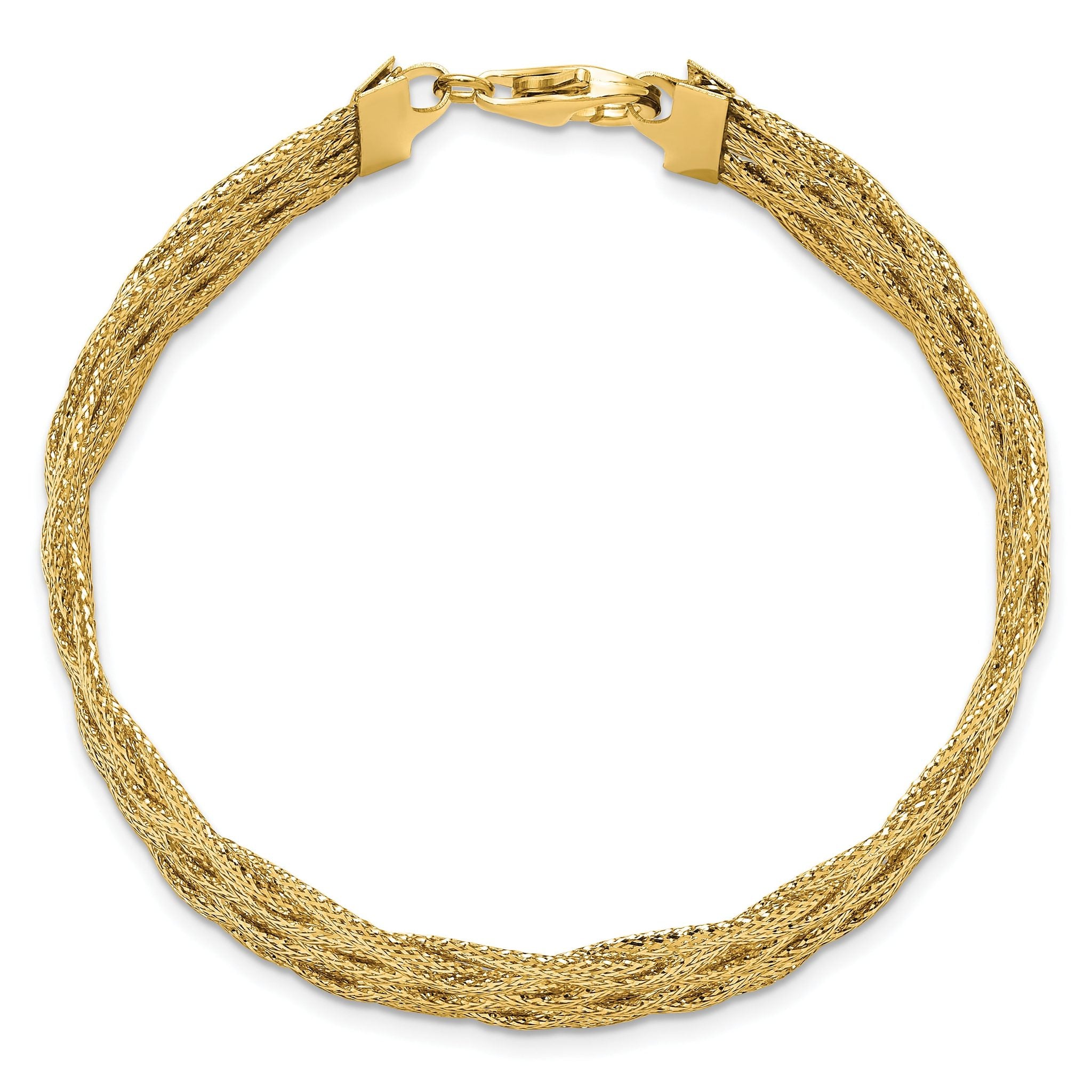 14K Polished Braided Mesh Bracelet
