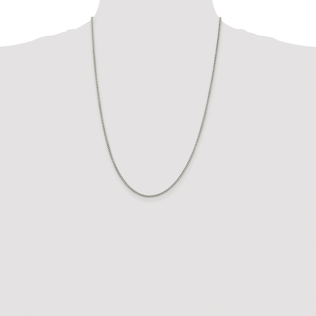 Round Box Chain Necklace in Sterling Silver, 1.75mm