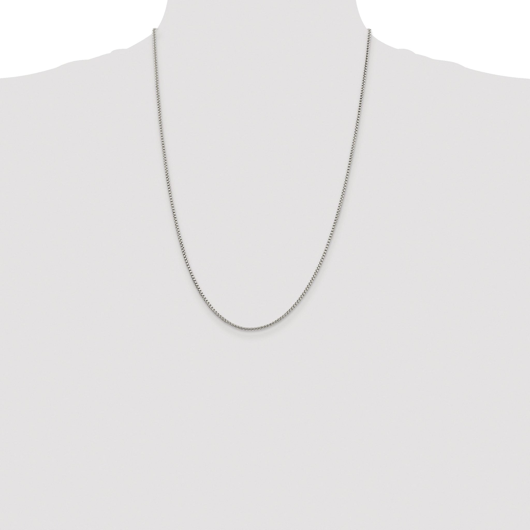 Round Box Chain Necklace in Sterling Silver, 1.75mm