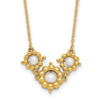 14k Polished FWC Pearl Flower 16in With 2 Inch Extention. Necklace