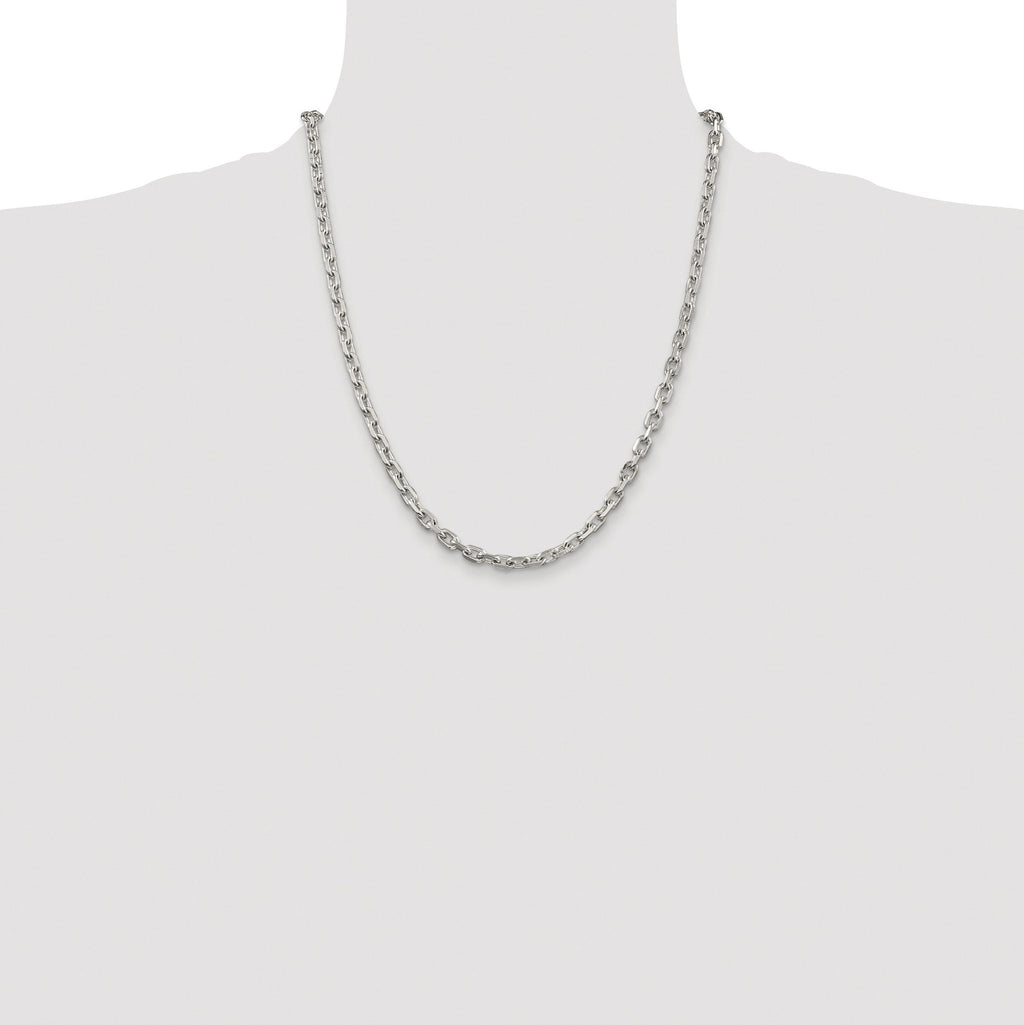 Beveled Oval Cable Chain Necklace in Sterling Silver