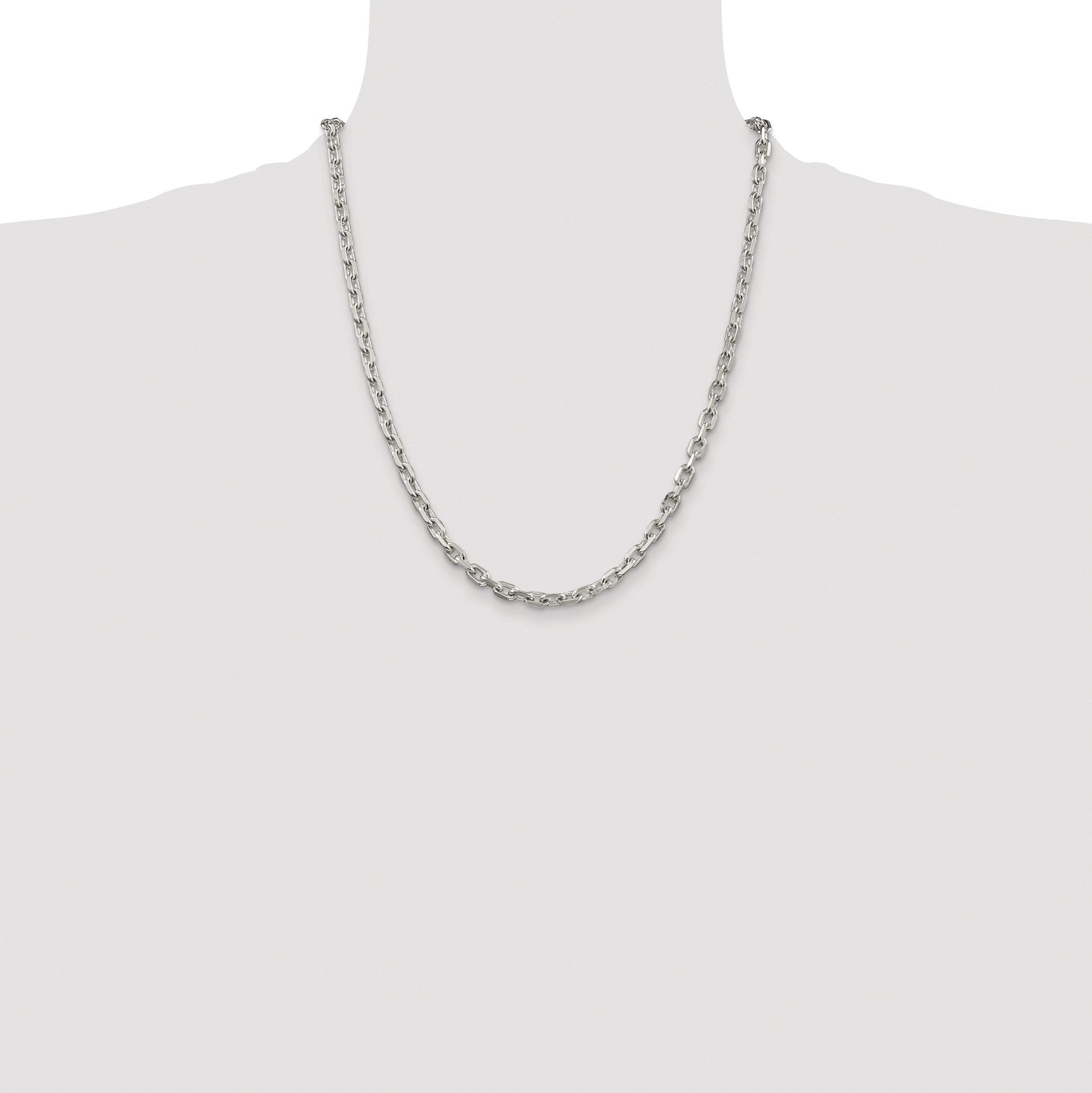 Beveled Oval Cable Chain Necklace in Sterling Silver