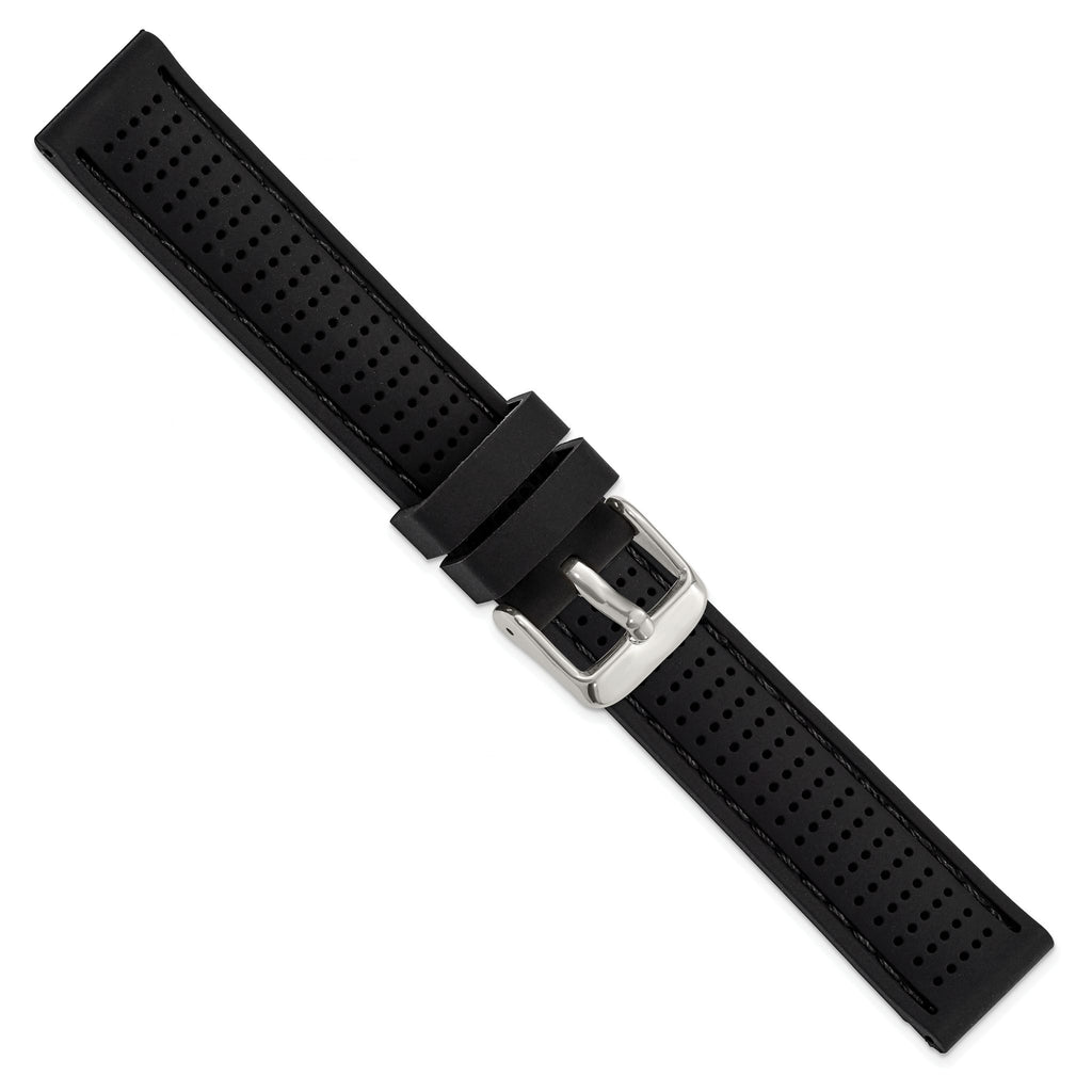 Ventilated Silicone Watch Band in Black, 24mm