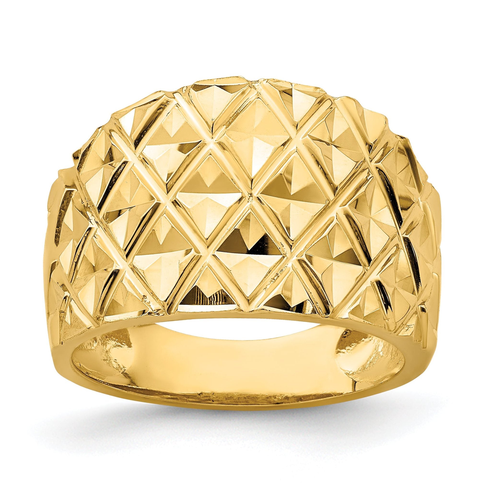 14K D/C Quilted Pattern Dome Ring Main image