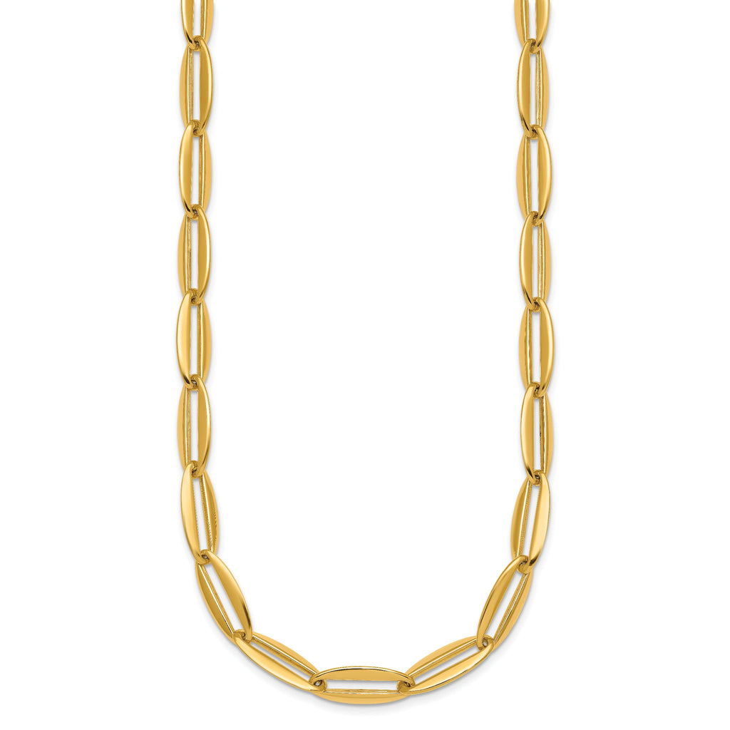 14k Polished 7mm Long Oval Link 18 inch Necklace