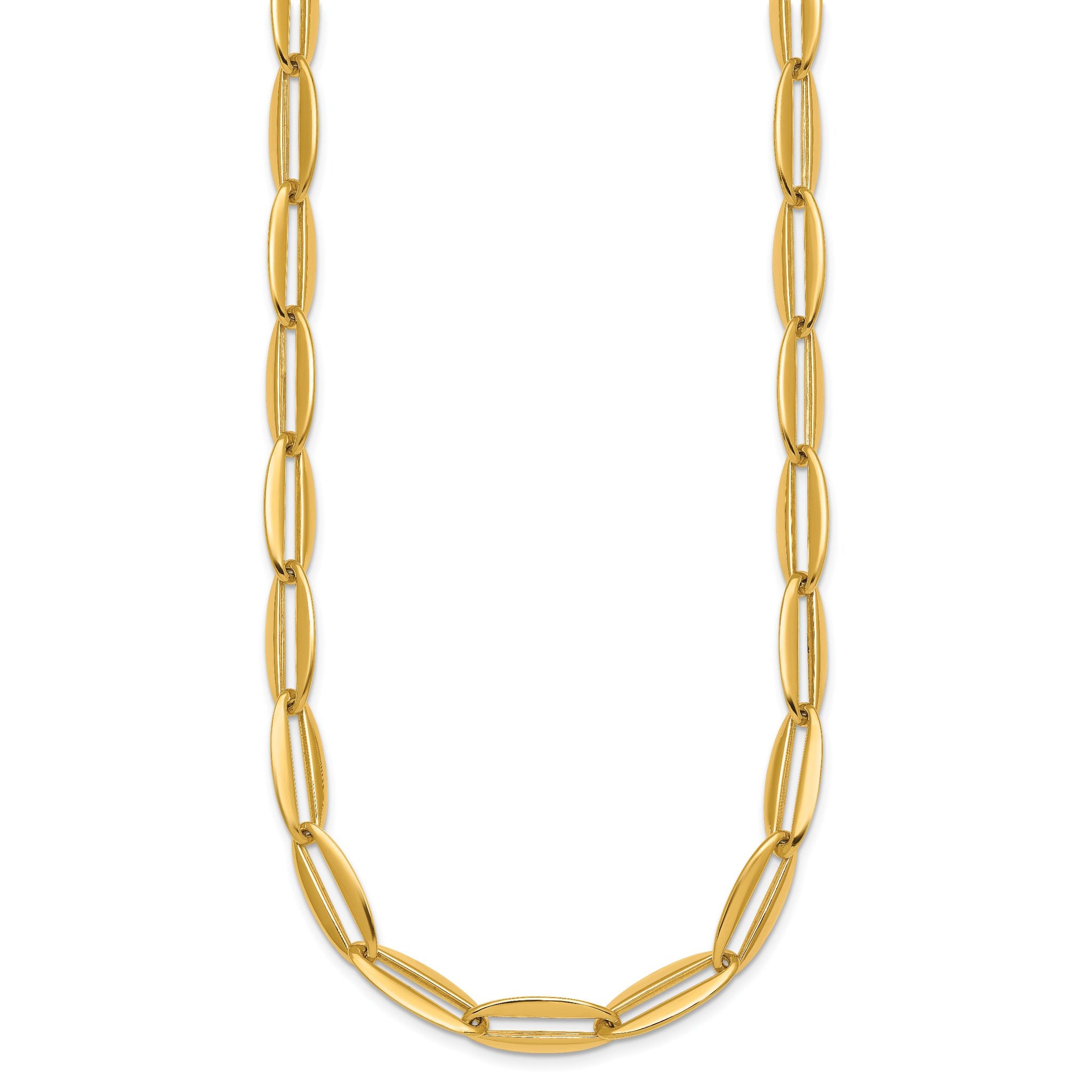 14k Polished 7mm Long Oval Link 18 inch Necklace
