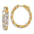 14K Yellow Gold 5 ct Lab-Created Diamond VS+ F+ Oval-Cut In-and-Out Hoop Earrings