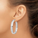 14k White Gold High Polished 7mm Hoop Earrings