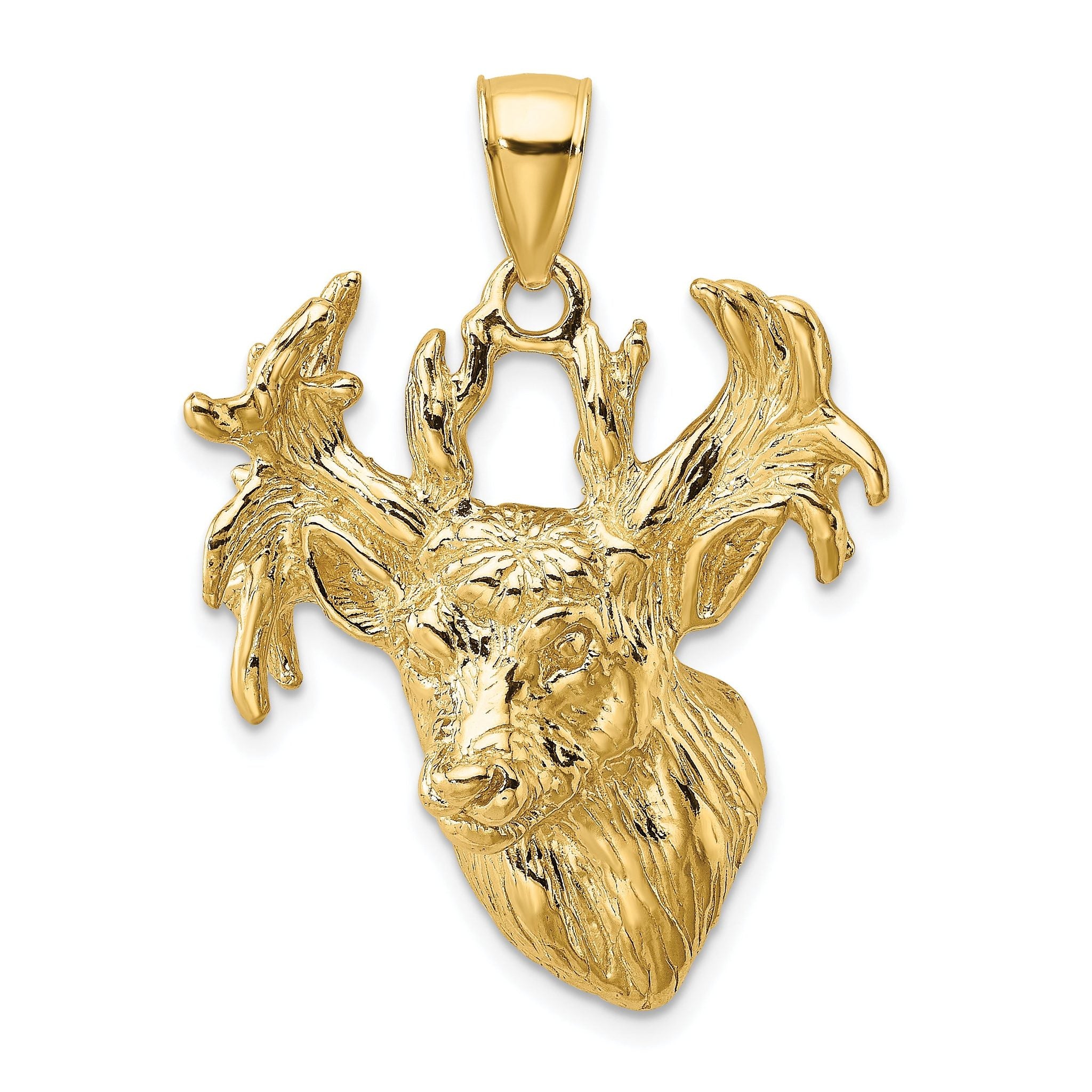 10K 2-D Textured Deer Head Charm Main image
