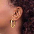 14K Polished Round Hoop Earrings