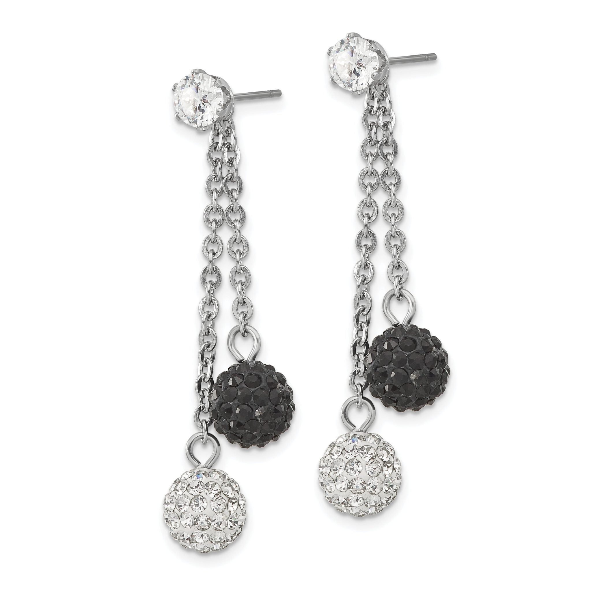 Stainless Steel Polished Multi-color Crystal Drop Dangle Earrings for Women