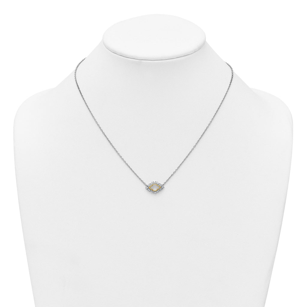 14k Two-Tone 3/8 carat Lab Grown Diamond VS+ F+ Complete 18 inch Fashion Evil Eye Necklace