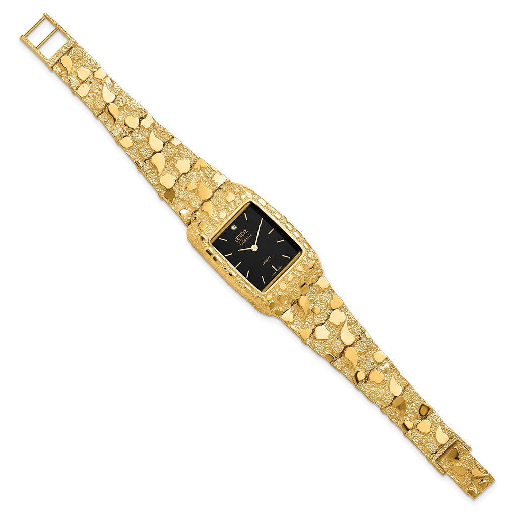 14k Mens Squared Black 27x47mm Dial Solid Nugget Watch