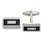 Stainless Steel Black Carbon Fiber & CZ Cuff Links
