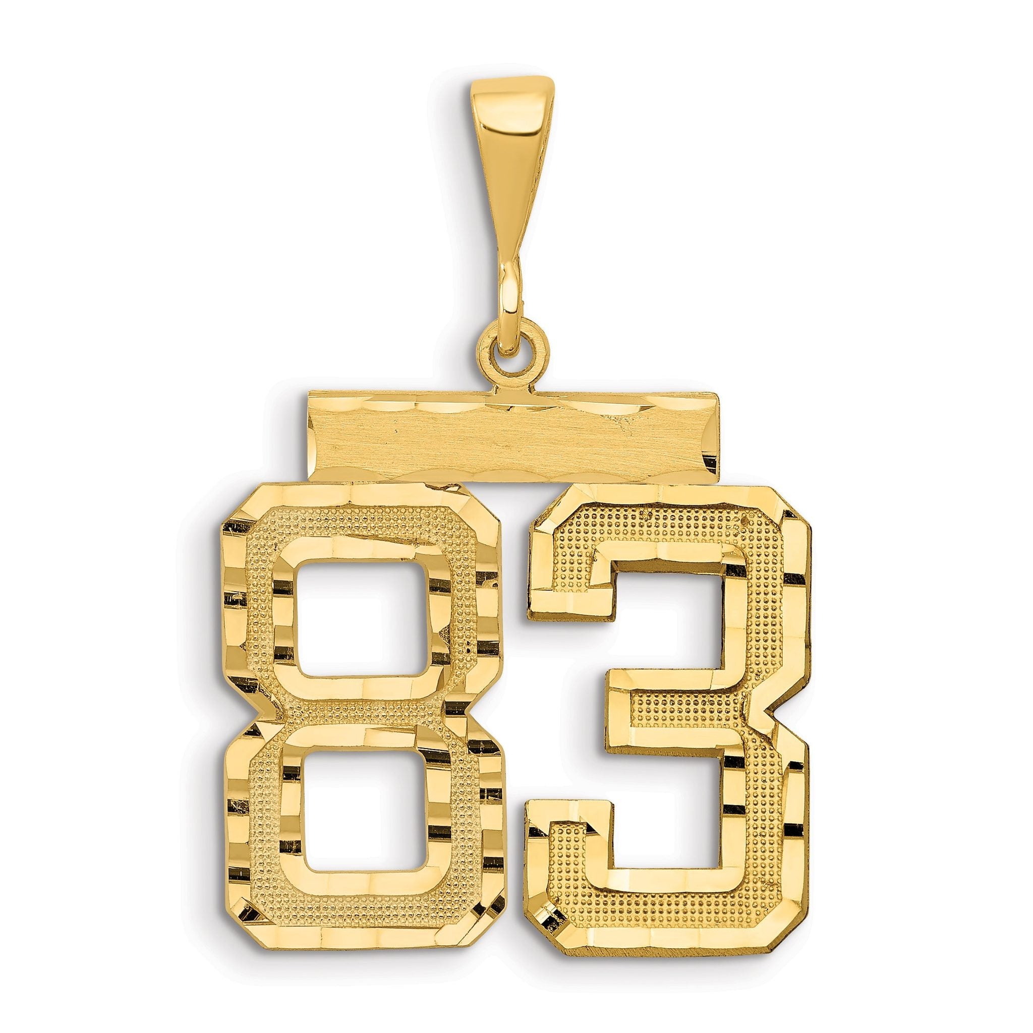 14K Gold Large Diamond-Cut Number 83 Charm with Brushed Finish
