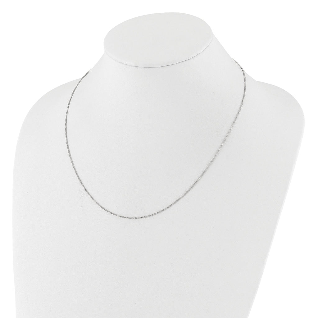 14K White Gold 1mm Spiga 1in+1in Adjustable Chain