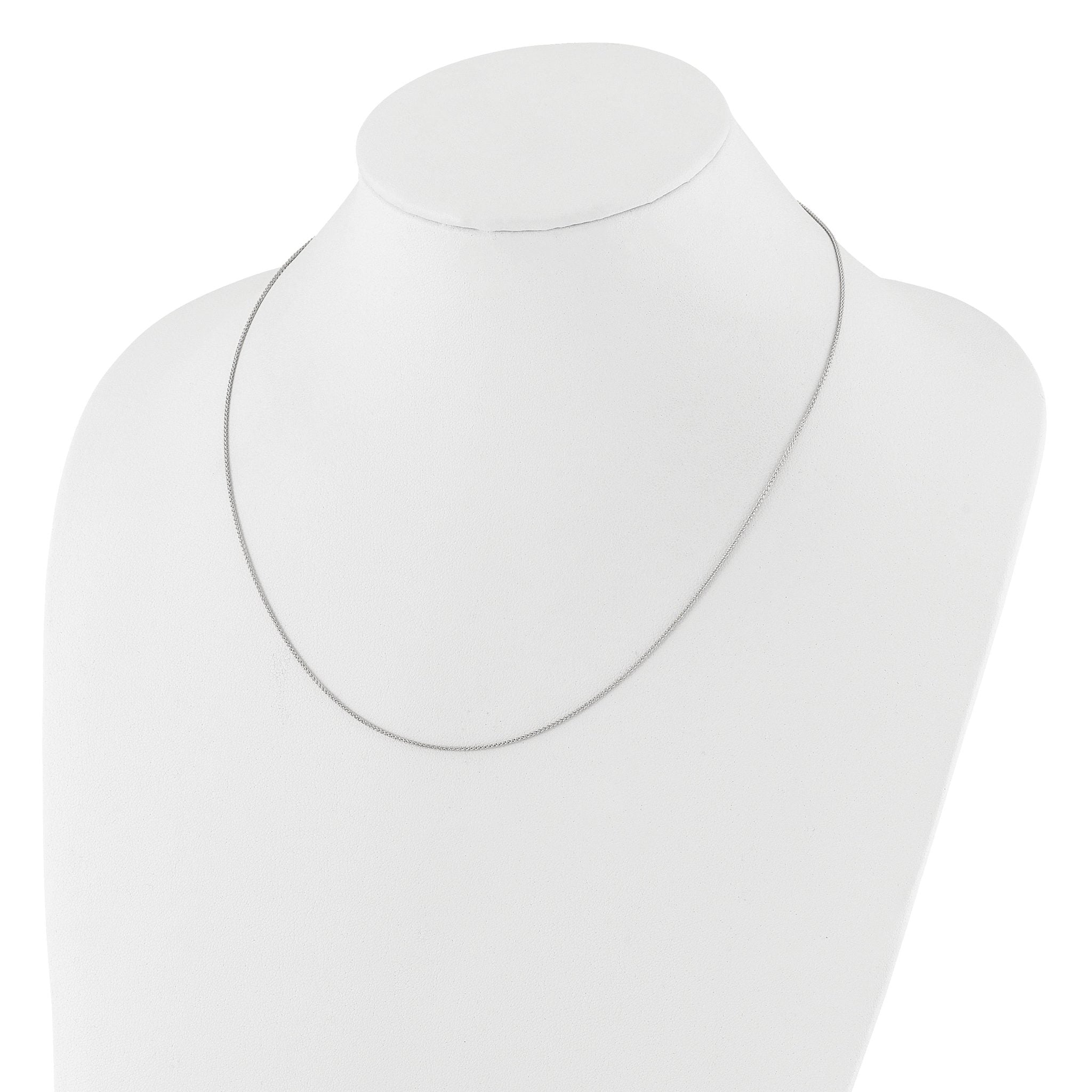 14K White Gold 1mm Spiga 1in+1in Adjustable Chain