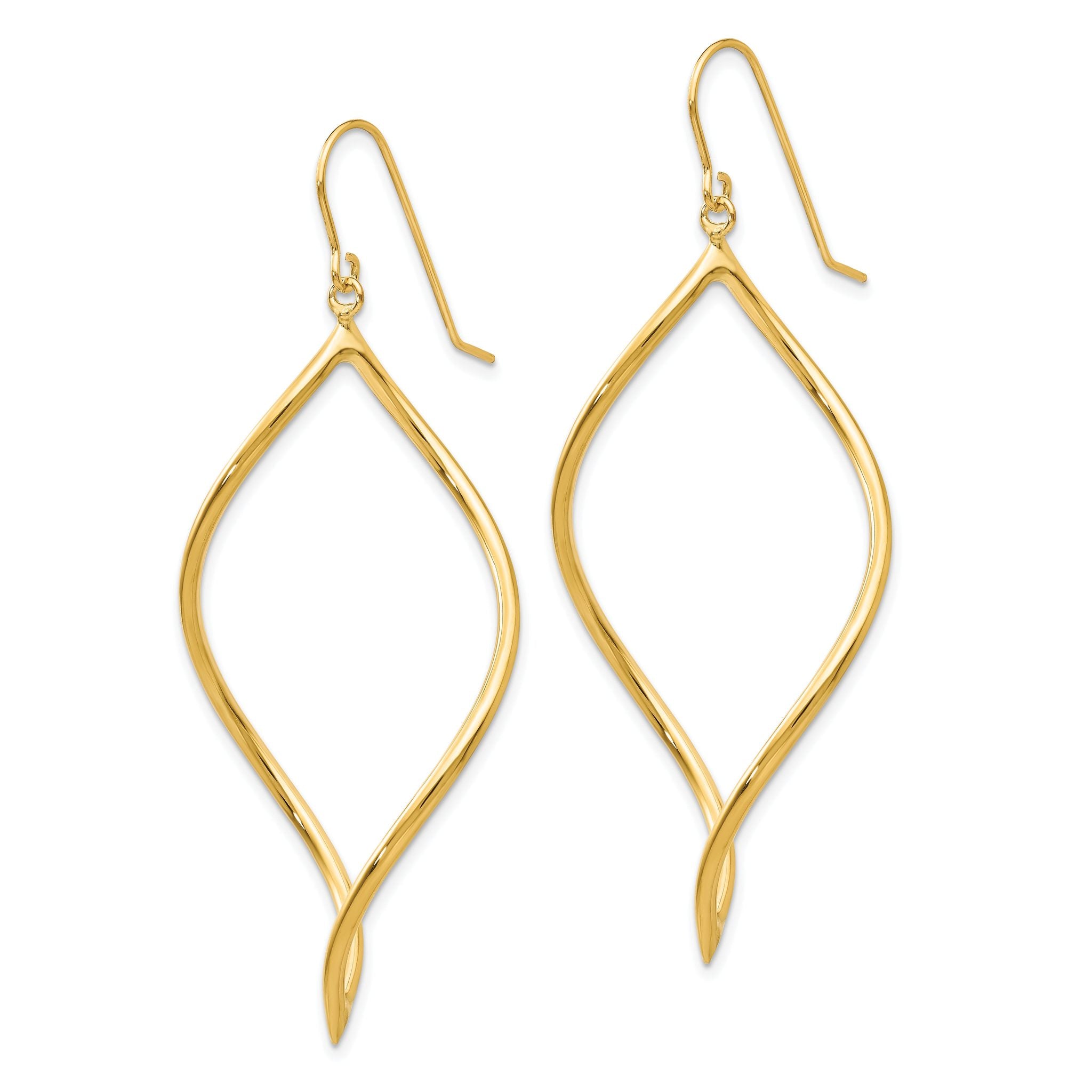 14K Gold Twisted Drop Earrings with Polished Finish for Women Secondary image
