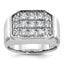 14k White Gold Mens Polished and Satin Cluster Ring Mounting, Mounting Only