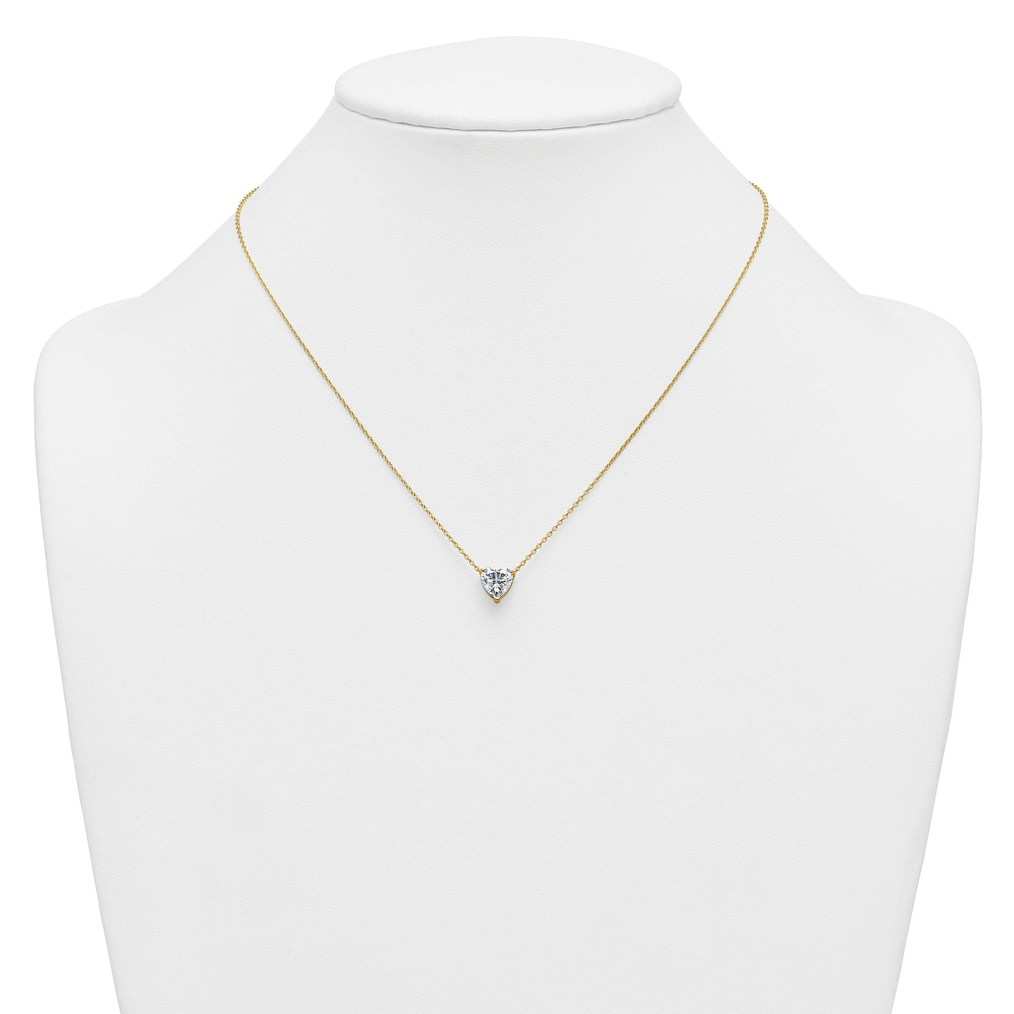 14k 2 carat Certified Lab Grown Diamond VS+ F+ Heart Complete 18 inch Four Prong Pendant Necklace