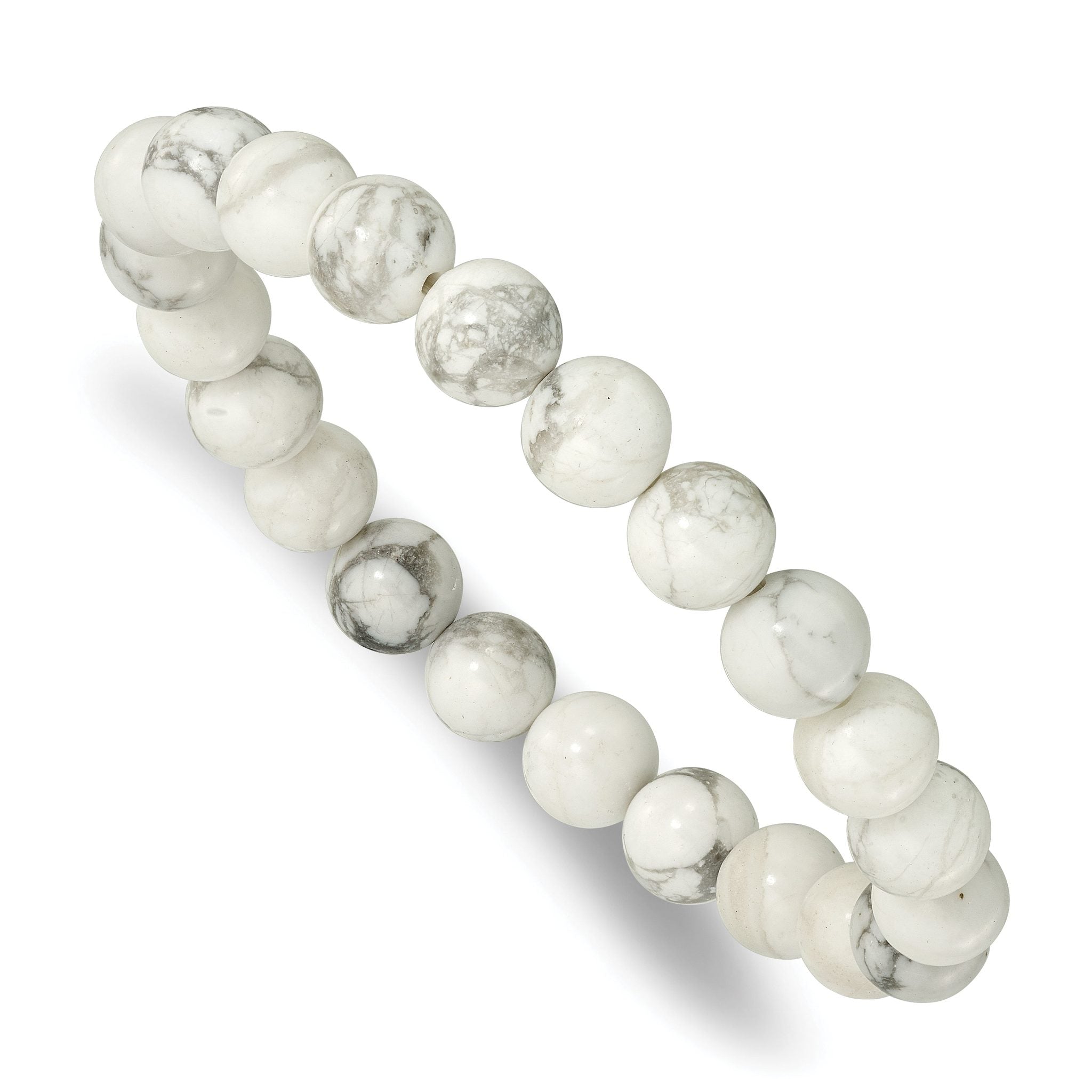 White Howlite 8.50mm Beaded Stretch Bracelet Main image