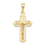 14K Yellow Gold Polished Crucifix Pendant Casted Solid Design 47mm