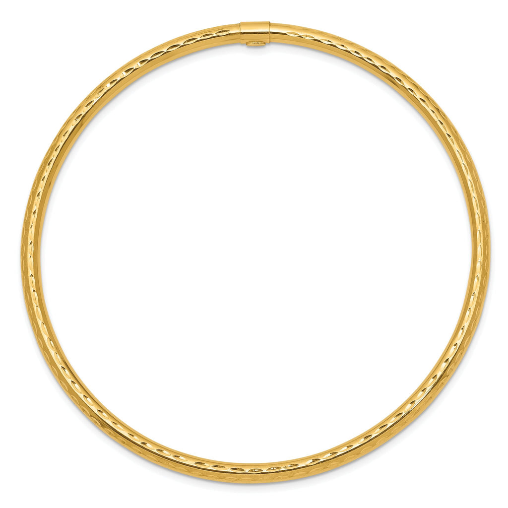 10k 3mm Diamond-cut Tube Slip-on Bangle