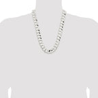 Sterling Silver Rhodium-plated 15.75mm Concave Beveled Curb Chain