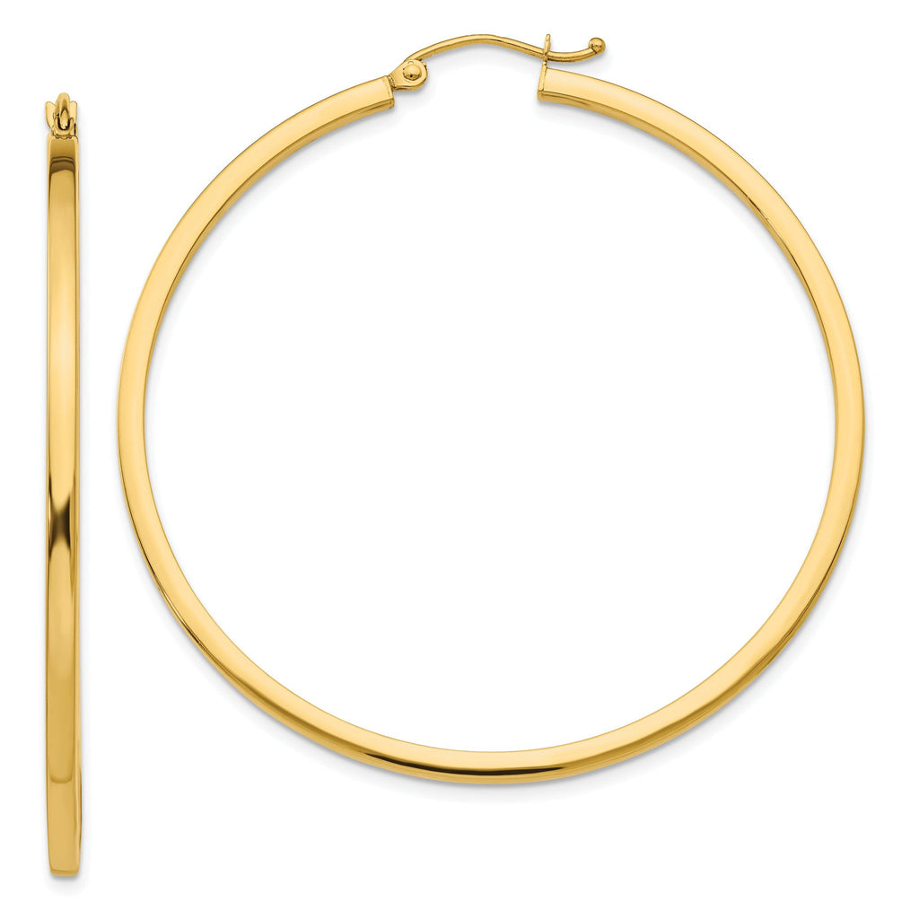Sophia Jewelers 14K Gold Polished Square Tube Hoop Earrings for Women