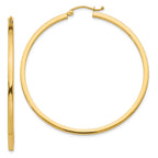 Sophia Jewelers 14K Gold Polished Square Tube Hoop Earrings for Women