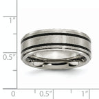 Titanium Ridged Edge Black Rubber 8mm Brushed/Polished Band