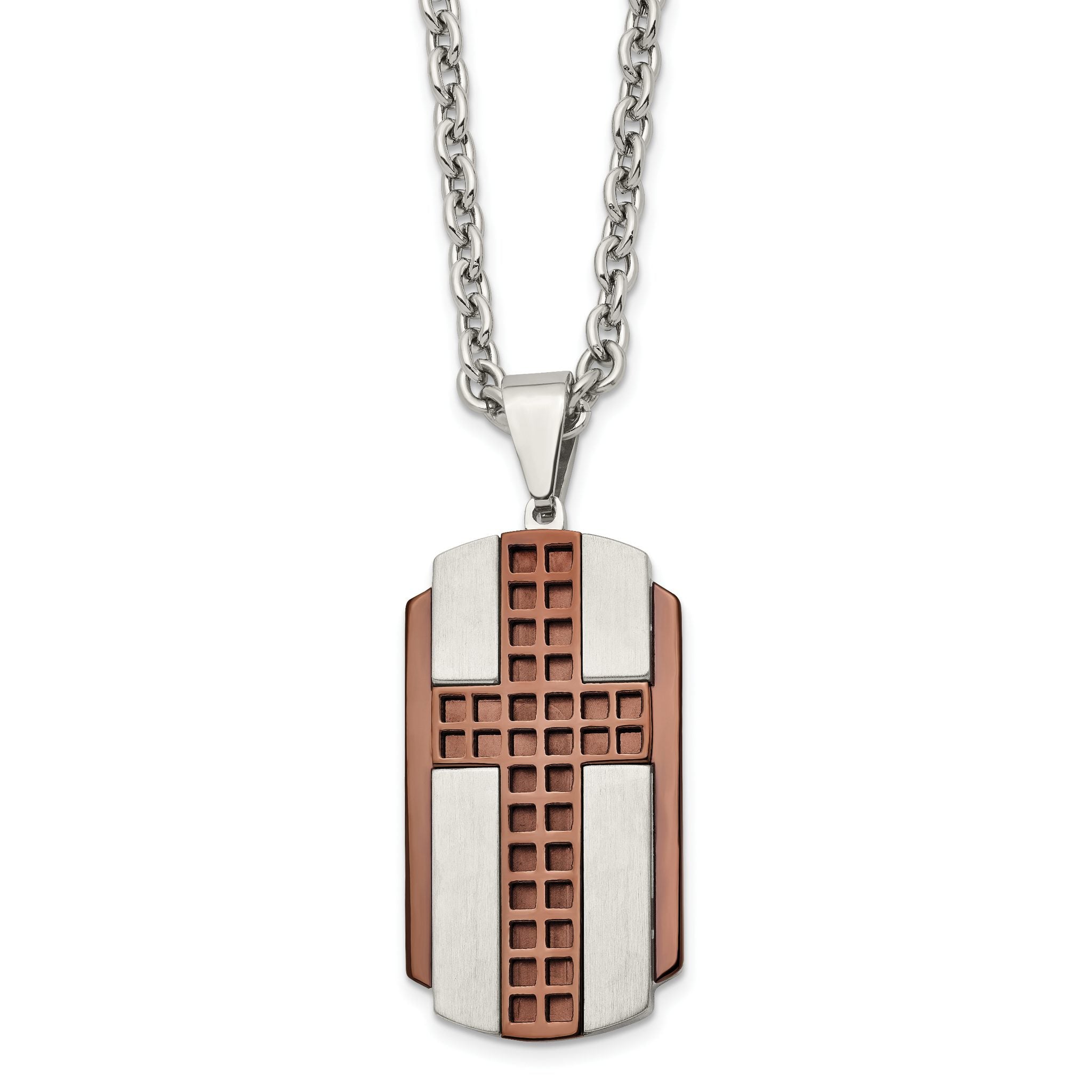Brown IP-Plated Cross Necklace in Stainless Steel Main image
