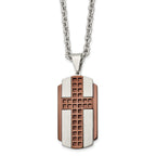 Brown IP-Plated Cross Necklace in Stainless Steel