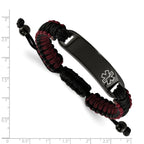 Stainless Steel Polished Black IP-plated with White Enamel Black and Red Nylon Adjustable Medical ID Bracelet
