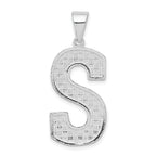 Sophia Jewelers Sterling Silver 925 Rhodium-Plated S Initial Pendant  Large, Casted Design